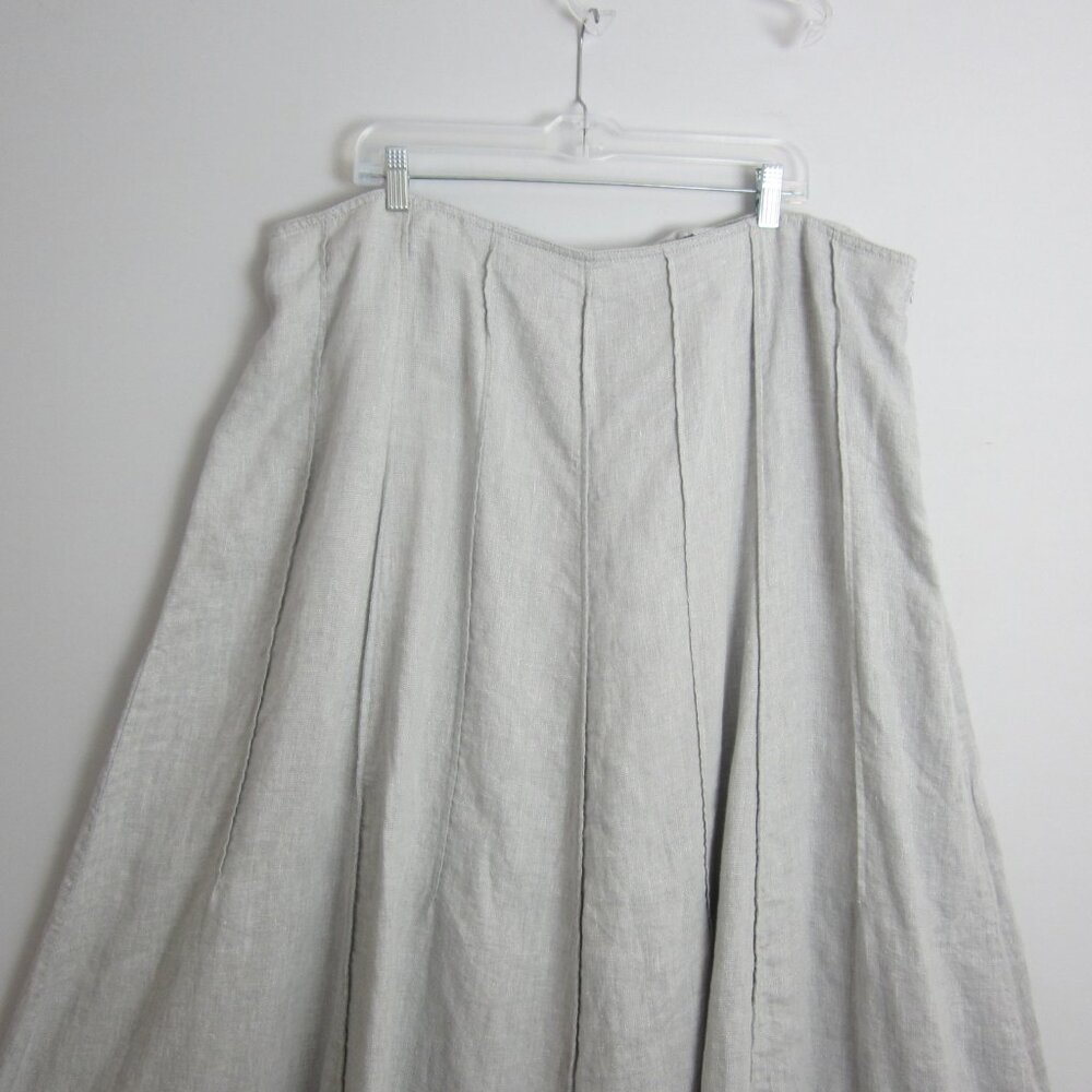 J Jill Womens Plus 22 Gray Silver Linen Metallic Panel Midi Flare Skirt Classic - Picture 10 of 13